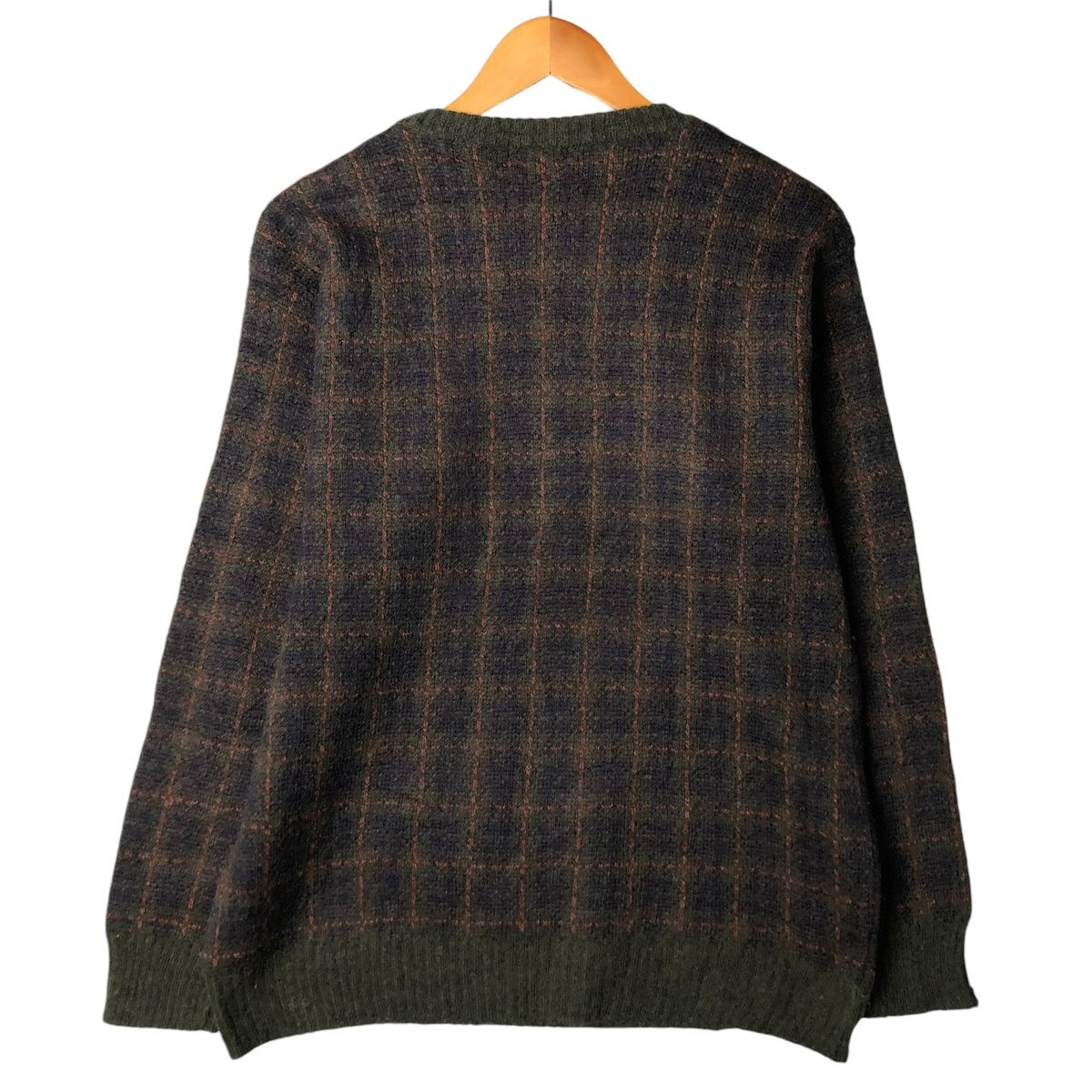 古着 PULLIGAN チェック柄 モヘア混 コットンニットセーター スペイン製 メンズM相当 eaa582062