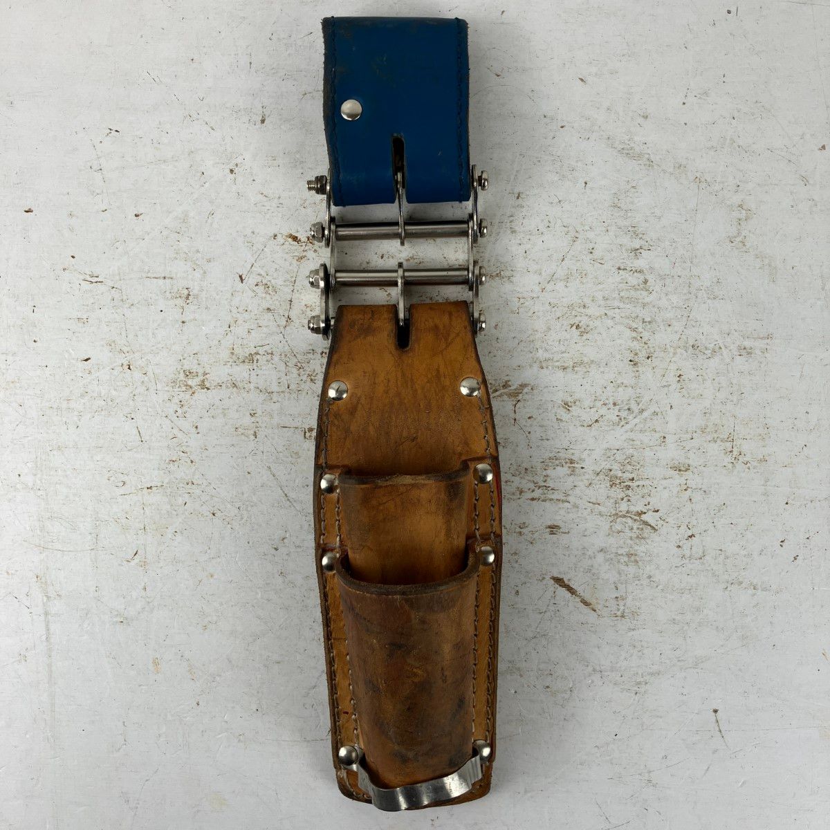 ЗЗKNICKS 親子2段ペンチホルダー SUS補強 チェーン金具 ベルトループ付 SKN-201PLDX キャメル×ブルー