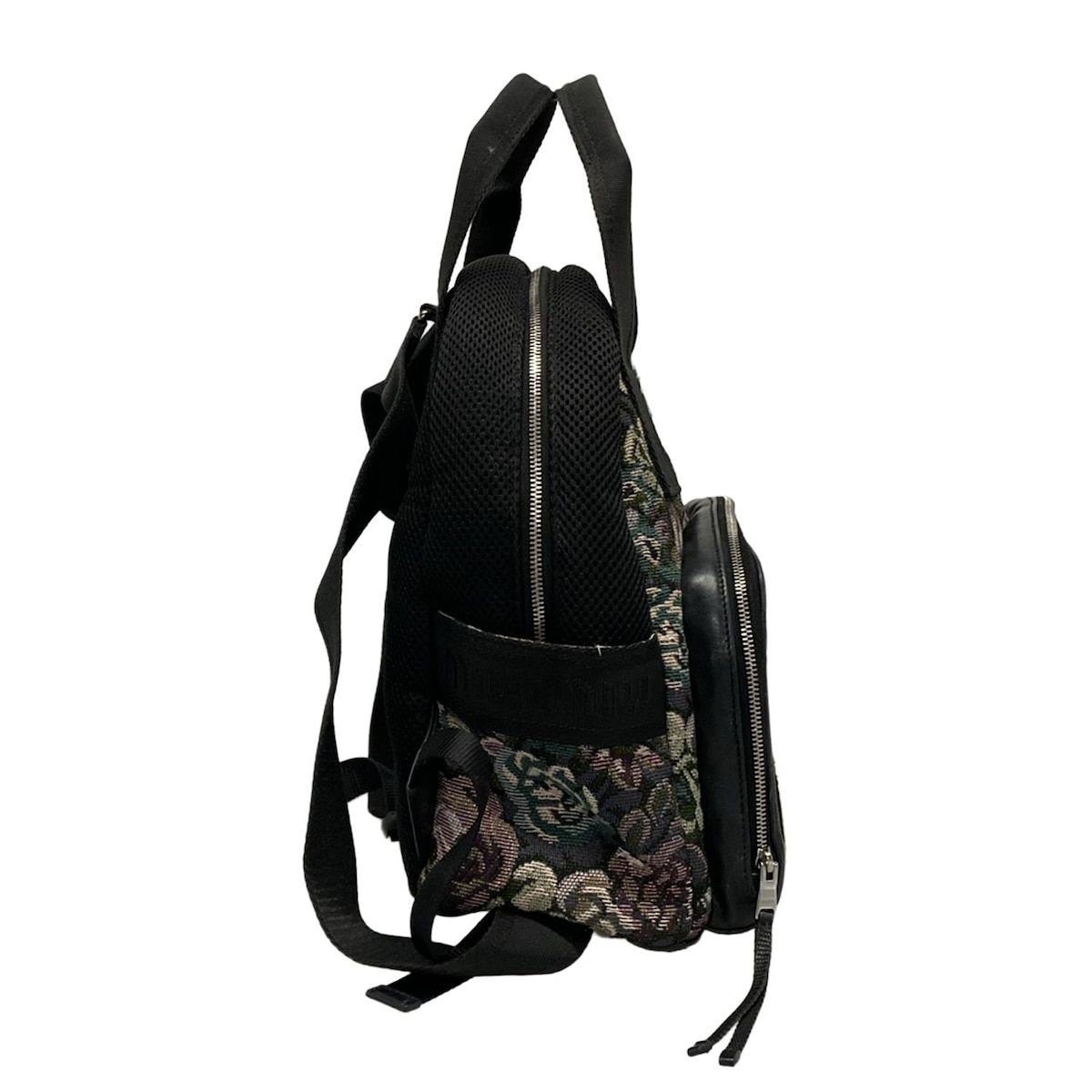 miumiu ミュウミュウ リュックサック - 黒×アイボリー×マルチ ビーズ ワッペン レザー