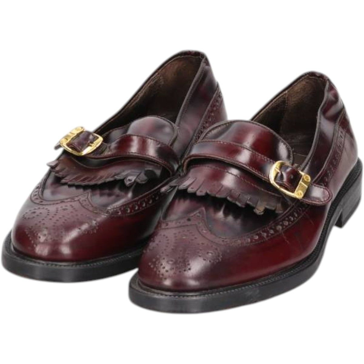 古着 ANTICO CALZATURIFICIO ウイングチップ フルブローグ キルトタン モンクストラップシューズ イタリア製 43 saa014059