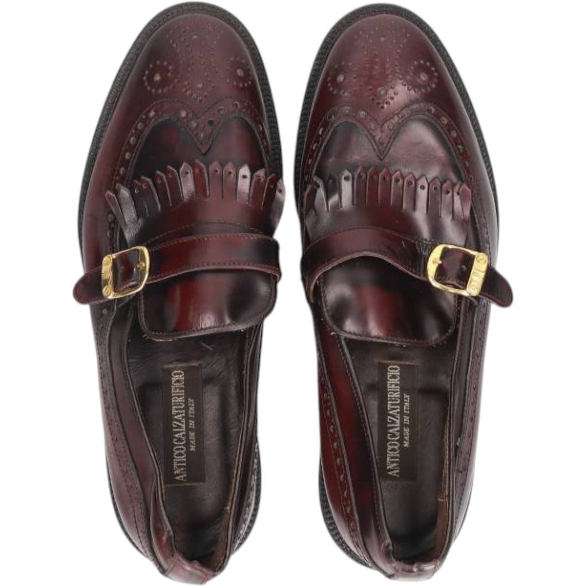 古着 ANTICO ウイングチップ フルブローグ キルトタン モンクストラップシューズ イタリア製 43 saa 014059