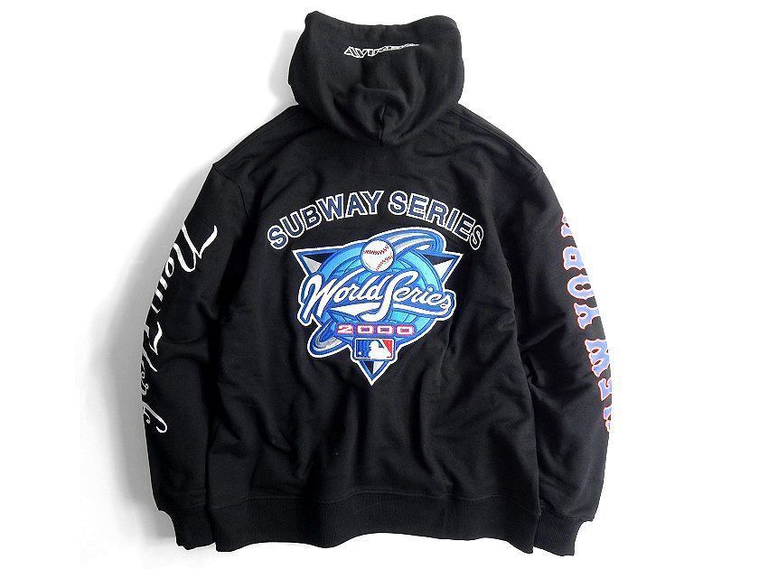 AVIREX アヴィレックス MLB メジャーリーグ ヤンキース メッツ HOODIE SUBWAY SERIES サブウェイシリーズ 2000年ワールドシリーズデザイン スウェット パーカー フーディー 3231011 ブラック 028 40206 m 02