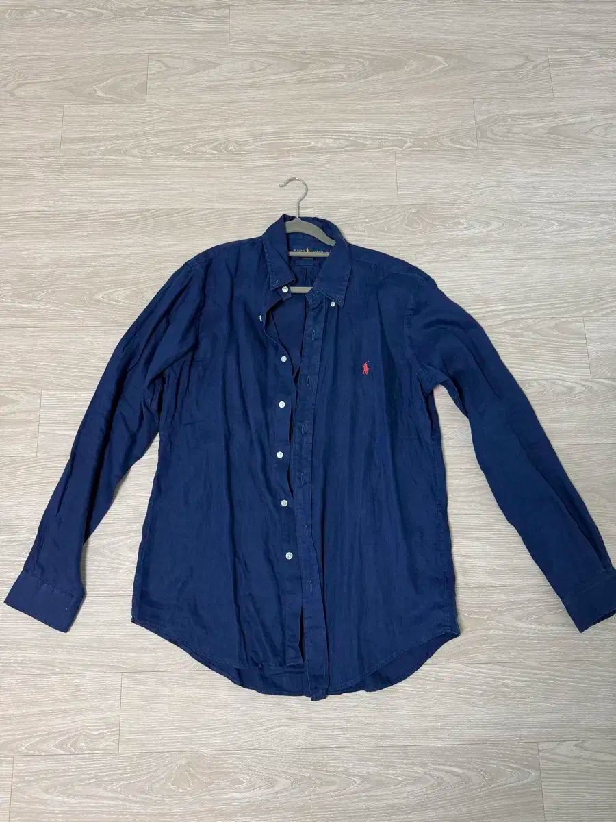 ポロ ラルフローレン クラシックフィット ネイビー リネン シャツ Mサイズ