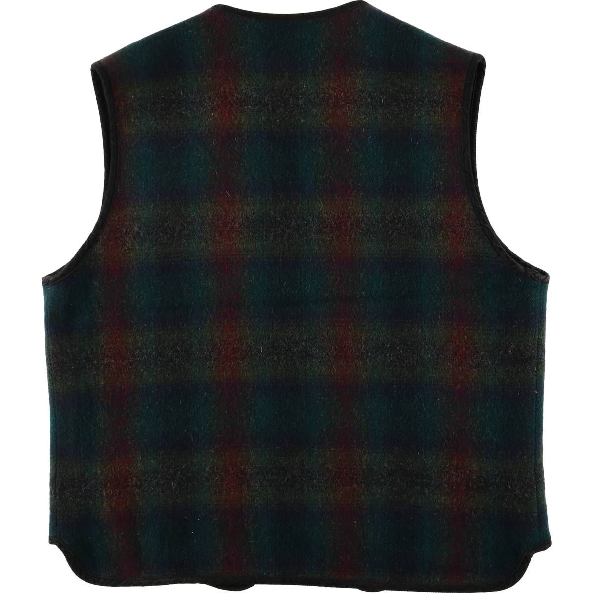 古着 90年代 EMS オンブレチェック 前開き ウールべスト メンズM相当 ヴィンテージ eaa587108