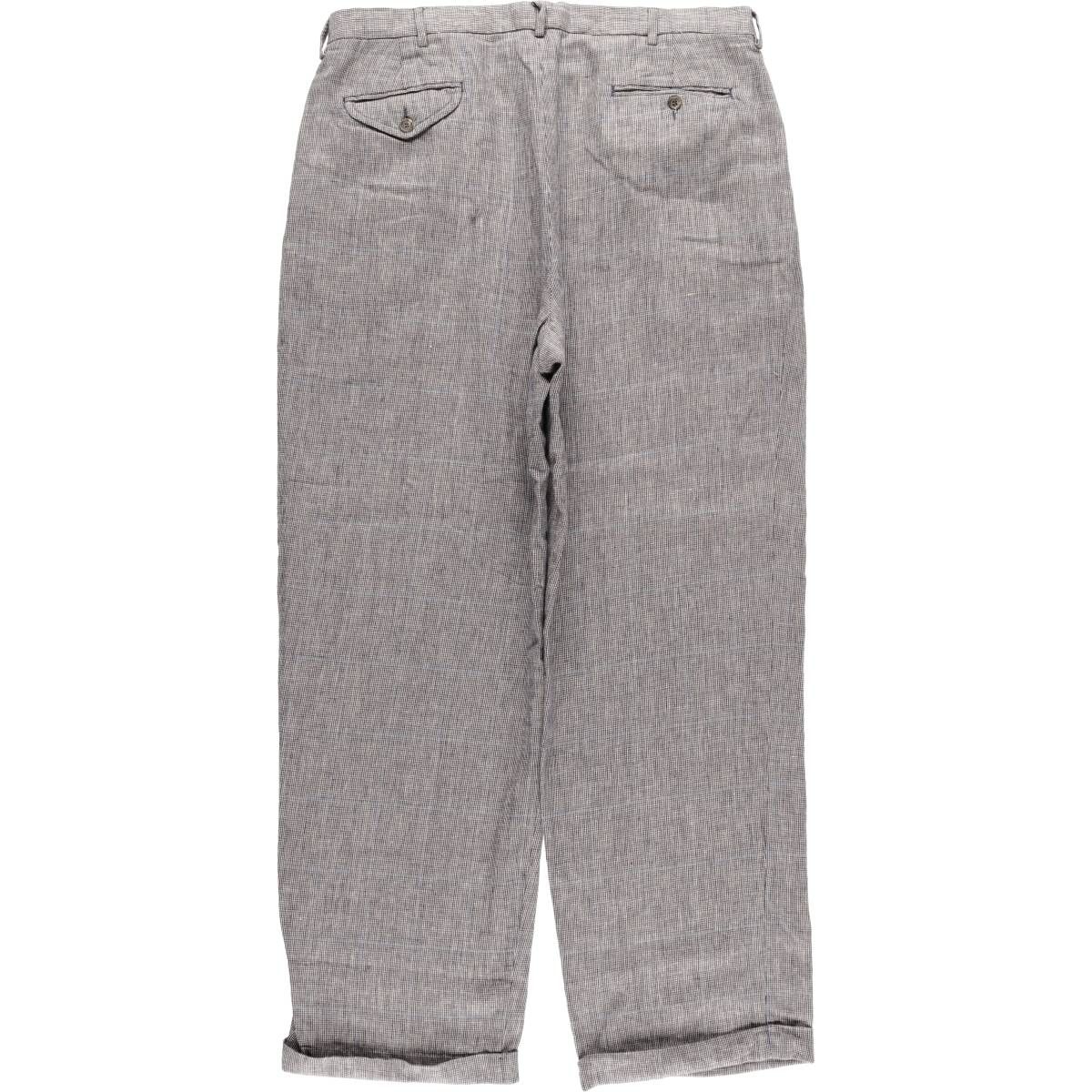 古着 90年代 ラルフローレン Ralph Lauren POLO by チェック柄 ツータック コットン リネンパンツ スラックス eaa 587111