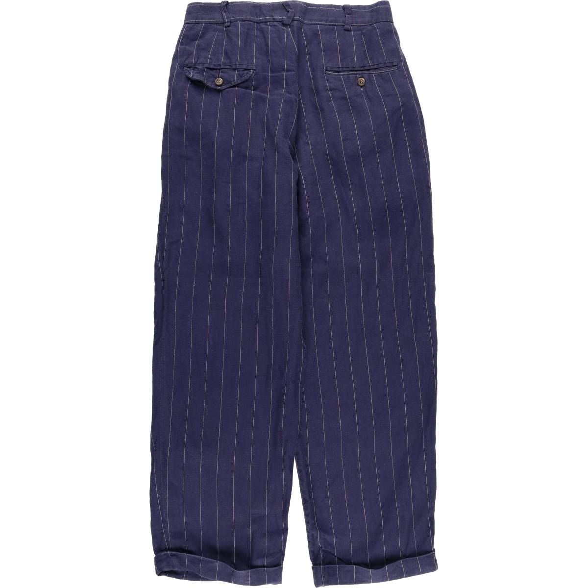 古着 90年代 ラルフローレン Ralph Lauren POLO by Ralph Lauren ストライプ柄 ツータック リネンパンツ スラックス eaa587112