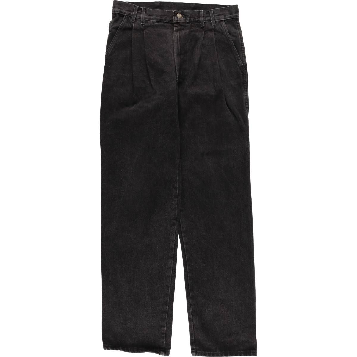 古着 90年代 ピエールカルダン Pierre Cardin ツータック ブラックデニムスラックス テーパードデニムパンツ eaa587114