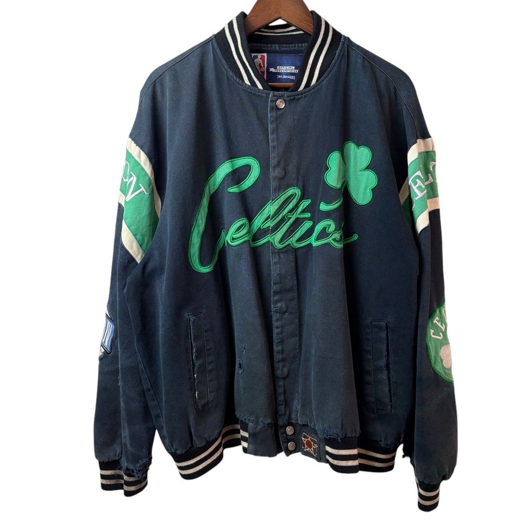 NBA Boston Celtics ボストン セルティックス JH Design ジェフ ハミルトン スタジャン 刺繍ロゴ ブラック × グリーン 90sヴィンテージ