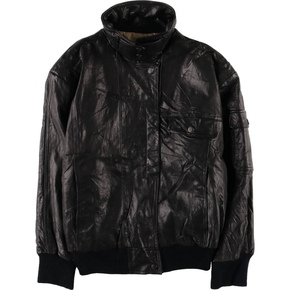 古着 中綿入り レザーブルゾンジャケット レディースL相当 eaa579508