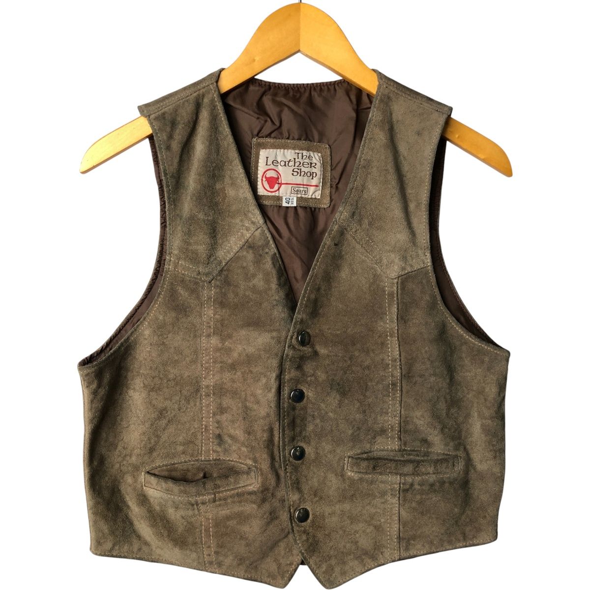 古着 70年代 シアーズ Sears THE LEARHER SHOP スエードレザーベスト メンズM相当 ヴィンテージ eaa 583564