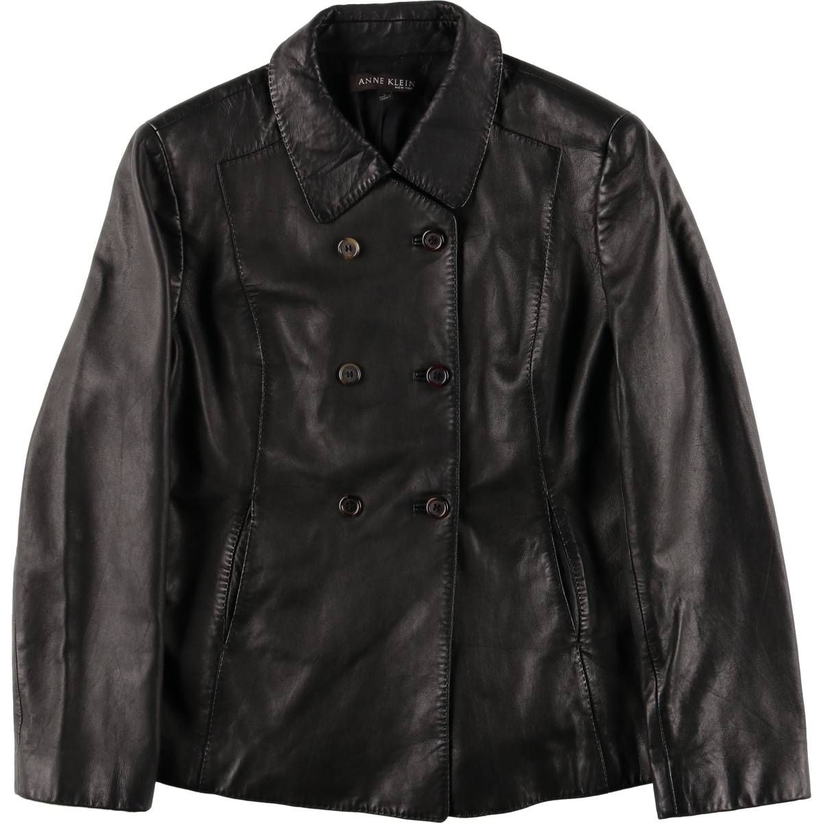 古着 ANNE KLEIN ダブルブレスト レザージャケット レディースL相当 eaa585802