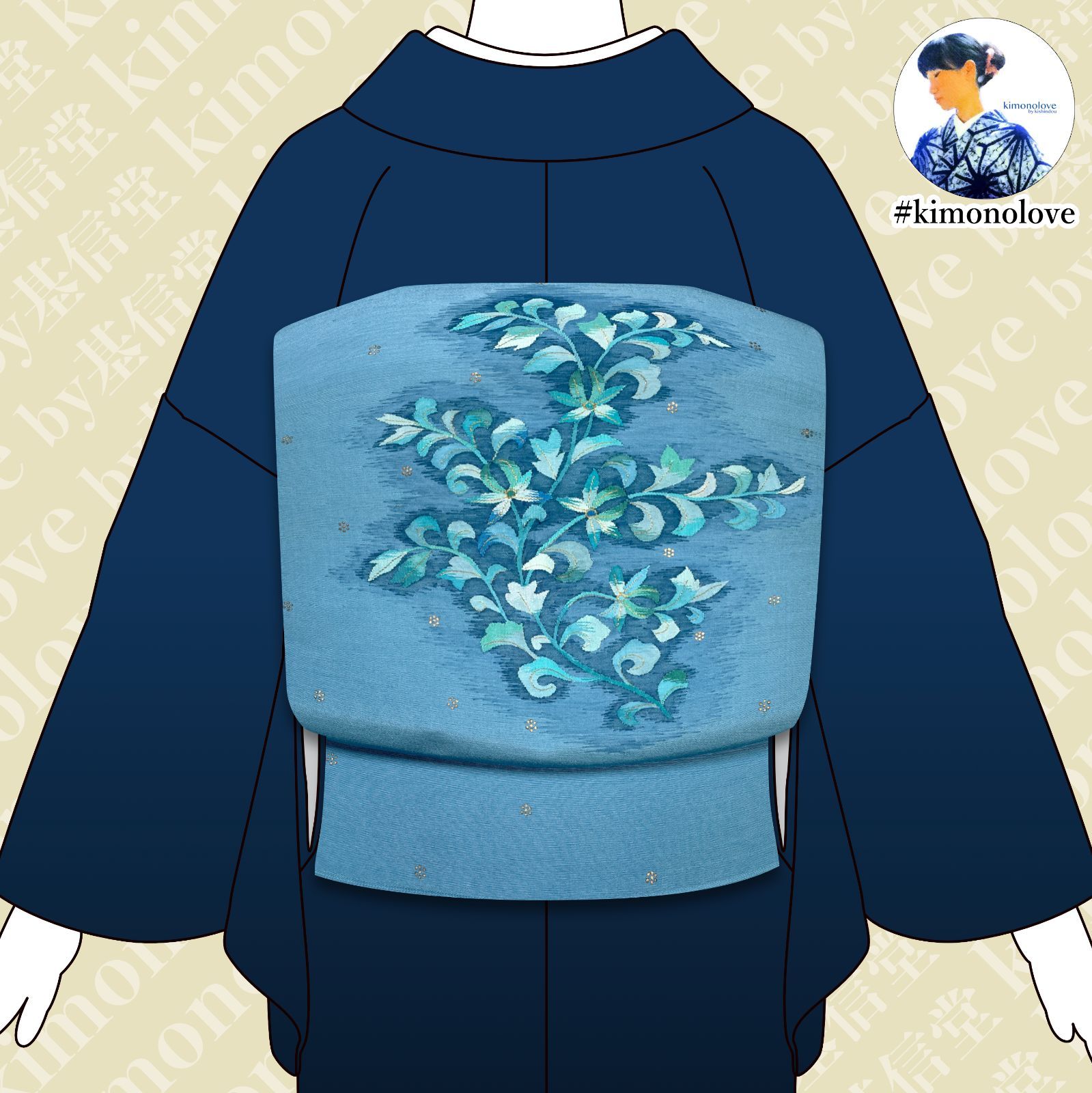 袋帯 洒落帯 すくい織 紬 正絹 金糸 金彩 花更紗柄 着物 kimonolove 新古品 オゾン消臭サービス AO-0564