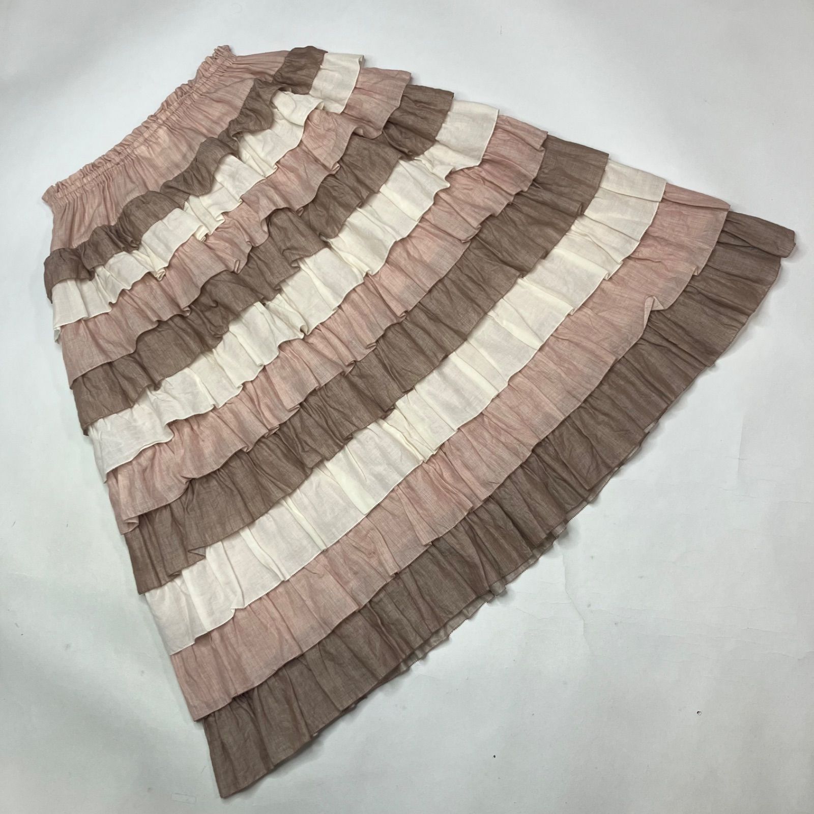 ピンクハウス ピンク 生成 ブラウンMIX フリル段々スカート GULLKHAN_COM