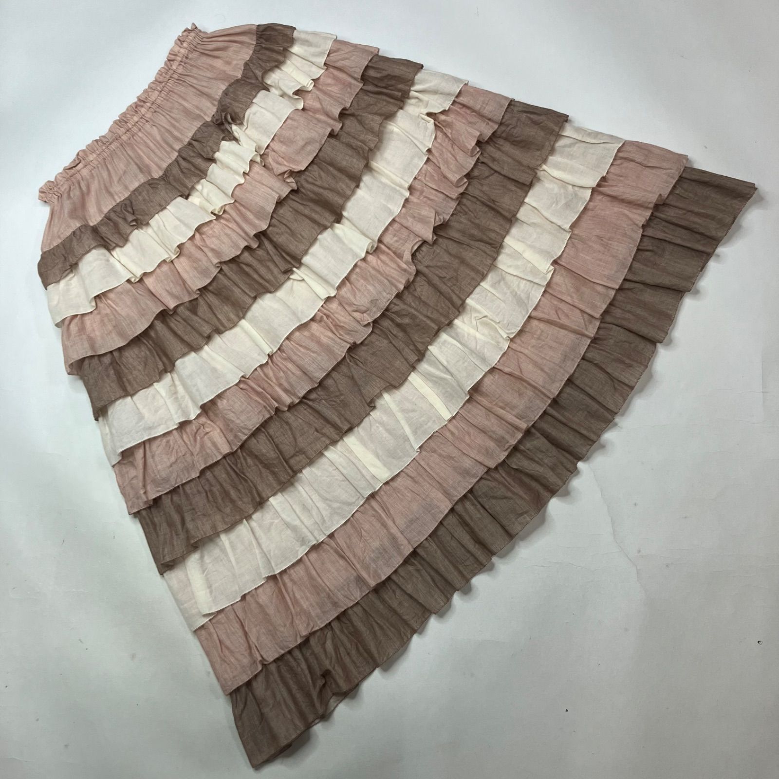 ピンクハウス ピンク 生成 ブラウンMIX フリル段々スカート