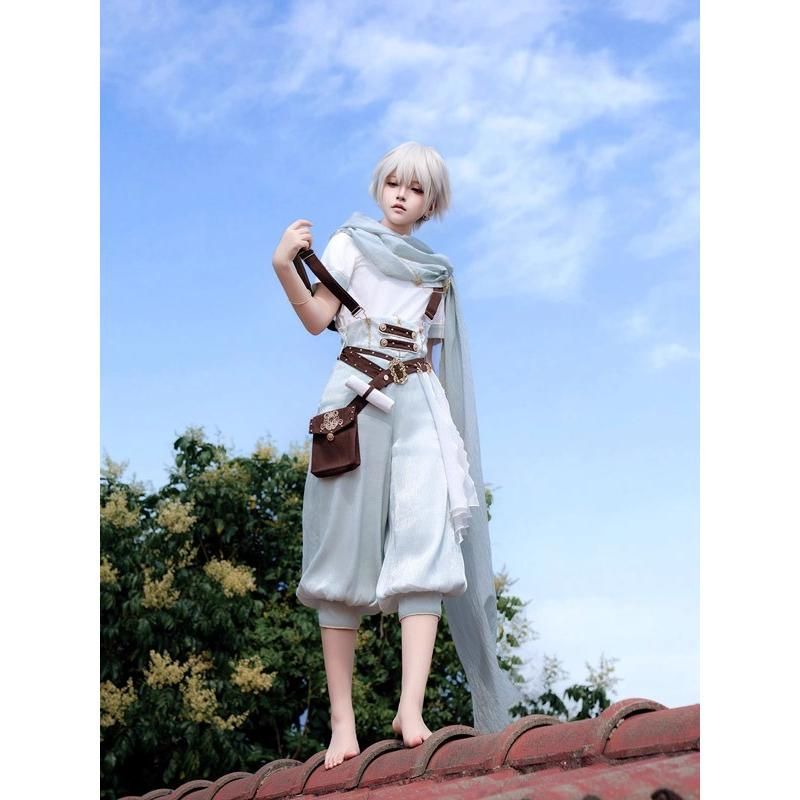 王子風ロリータ ギリシャ風 冒険者風 皇子系 少年装 4点セット サスペンダーパンツ 夏 半袖 男装 王子装 王子系 レトロ風 ロリィタ ステージ コスチューム 仮装