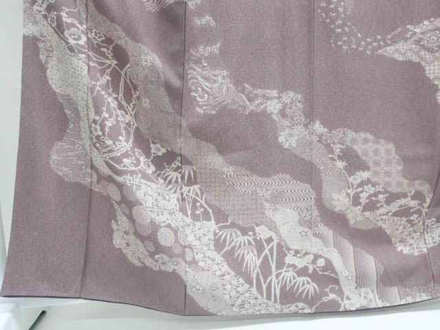 京松 訪問着 京友禅 ろうけつ染 ろうさい染 作家物 落款入 正絹 着物 身丈約163cm 裄丈約63cm r7z10-661