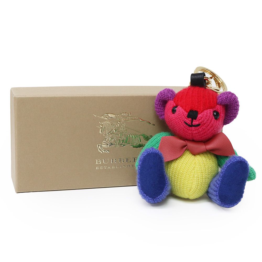 バーバリートーマスベア レインボー キーホルダー キーリング チャーム カシミヤ ニット マルチ ゴールド金具 BURBERRY MERCADOAVALIA_COM_BR