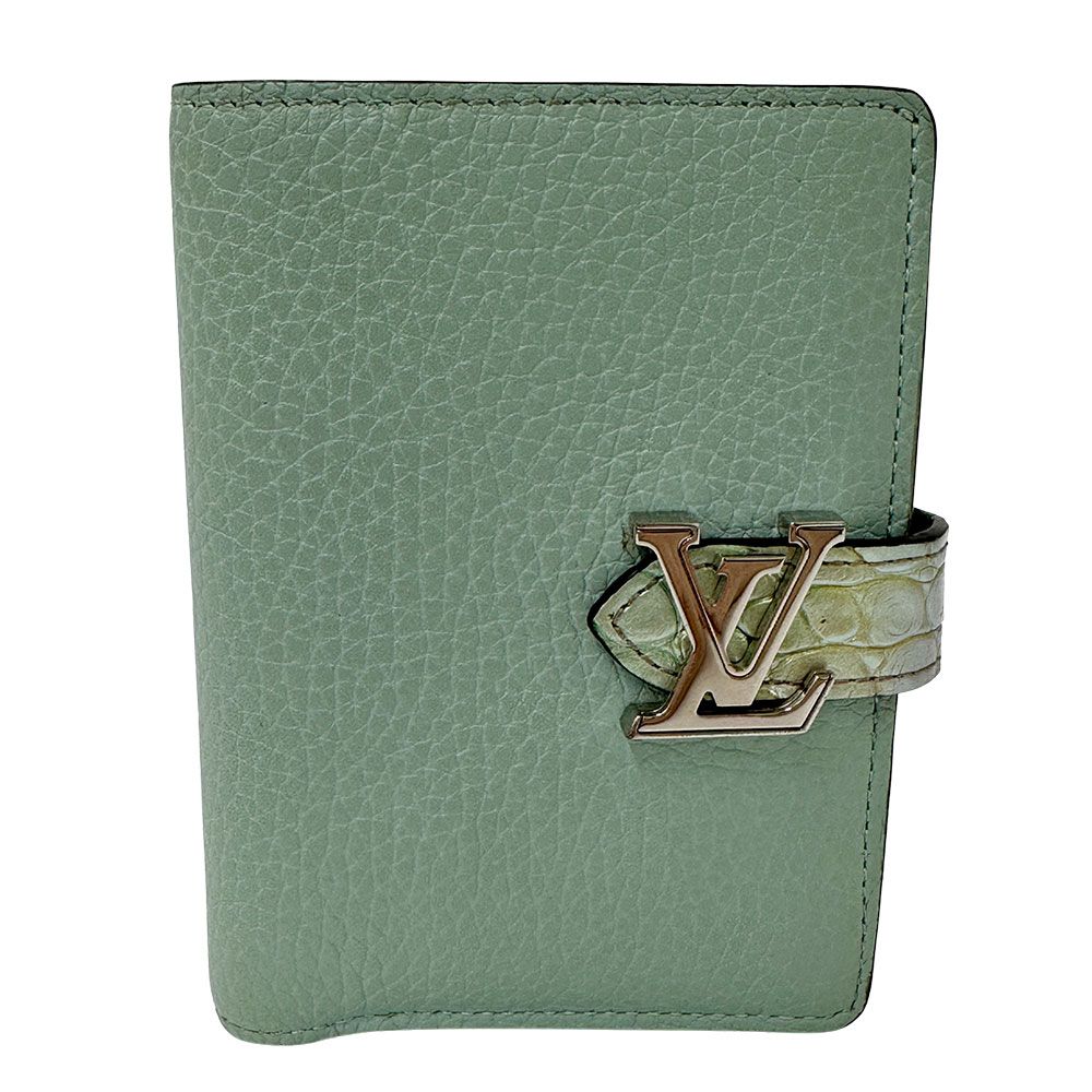 ルイ ヴィトン LOUIS VUITTON 財布 レディース ブランド 二つ折り財布 トリヨン トリヨンレザー LVヴェルティカル ウォレット コンパクト アイスグリーン クロコ かわいい ミントグリーン