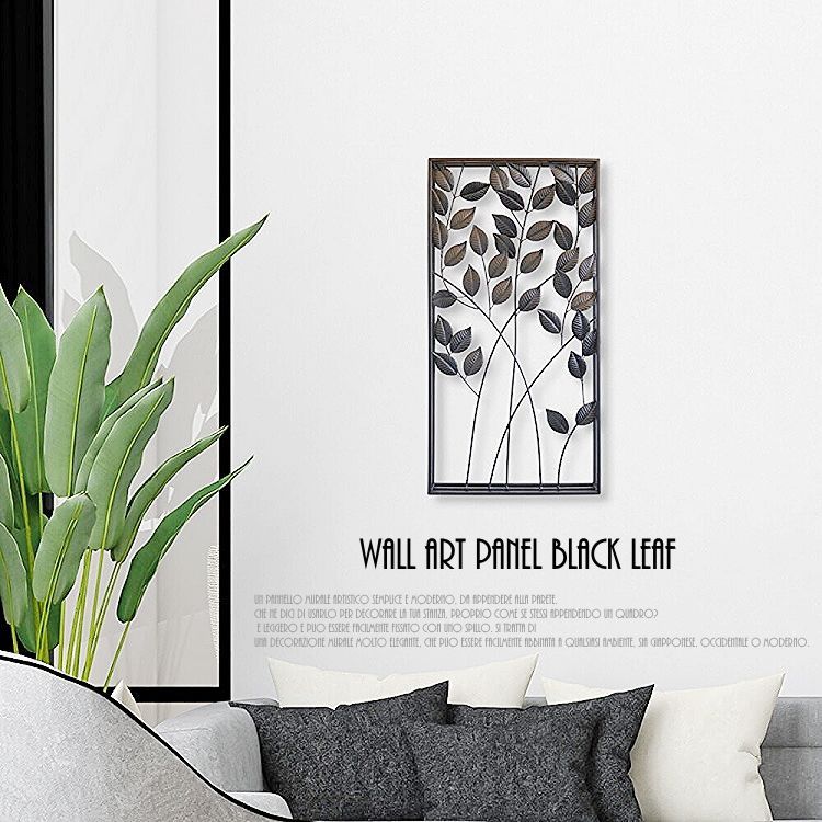 ウォールアートパネル ブラックリーフ 壁掛け 壁飾り インテリア 壁 アートパネル 北欧 雑貨 リビング おしゃれ モダン 装飾 ウォールデコレーション シンプル ウォールアート 壁デコ アートボード インテリア雑貨 壁面装飾 ウォールアクセント ブラック