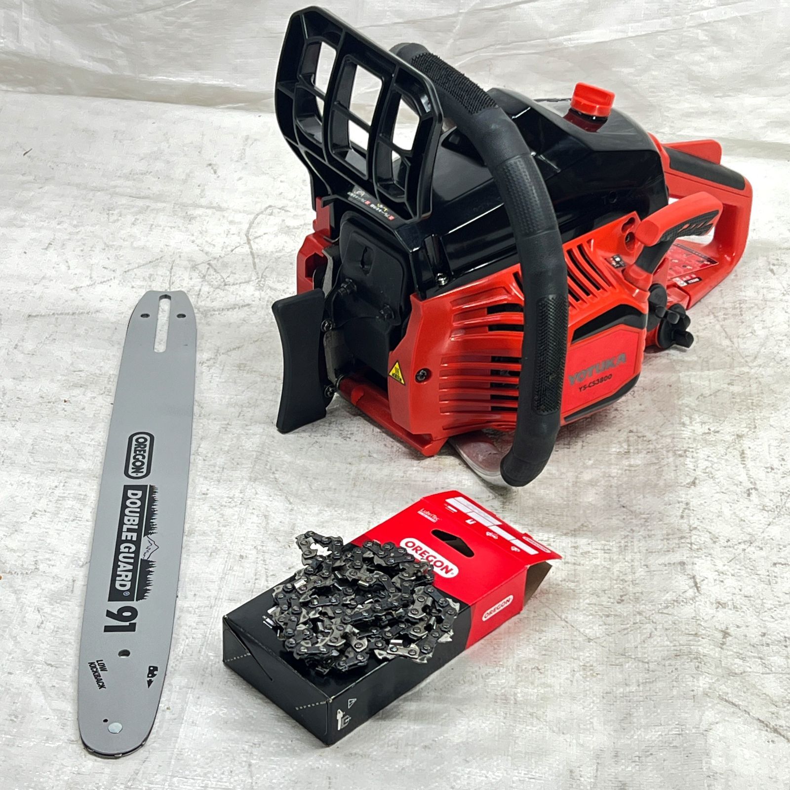 品 チェーンソー 16インチ 40cm YOTUKA エンジン式 37cc 1.8馬力 オレゴン製 ガイドバー ソーチェーン 倒木 枝落とし 玉切り YS-CS3800 930-1