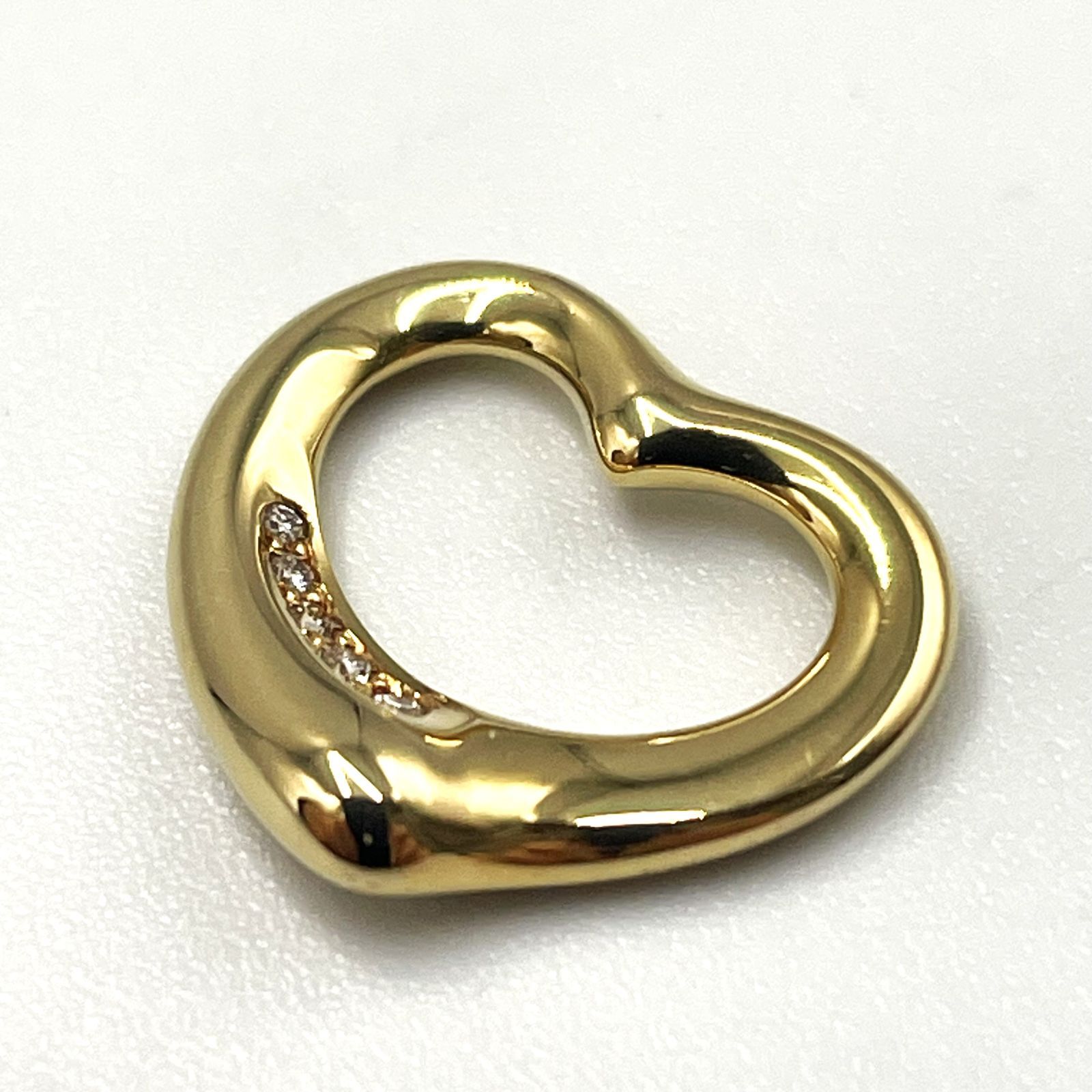 プレゼントにも TIFFANY＆Co. ティファニー オープンハート ペンダントトップのみ 750刻印 イエローゴールド ダイヤモンド 鑑定済