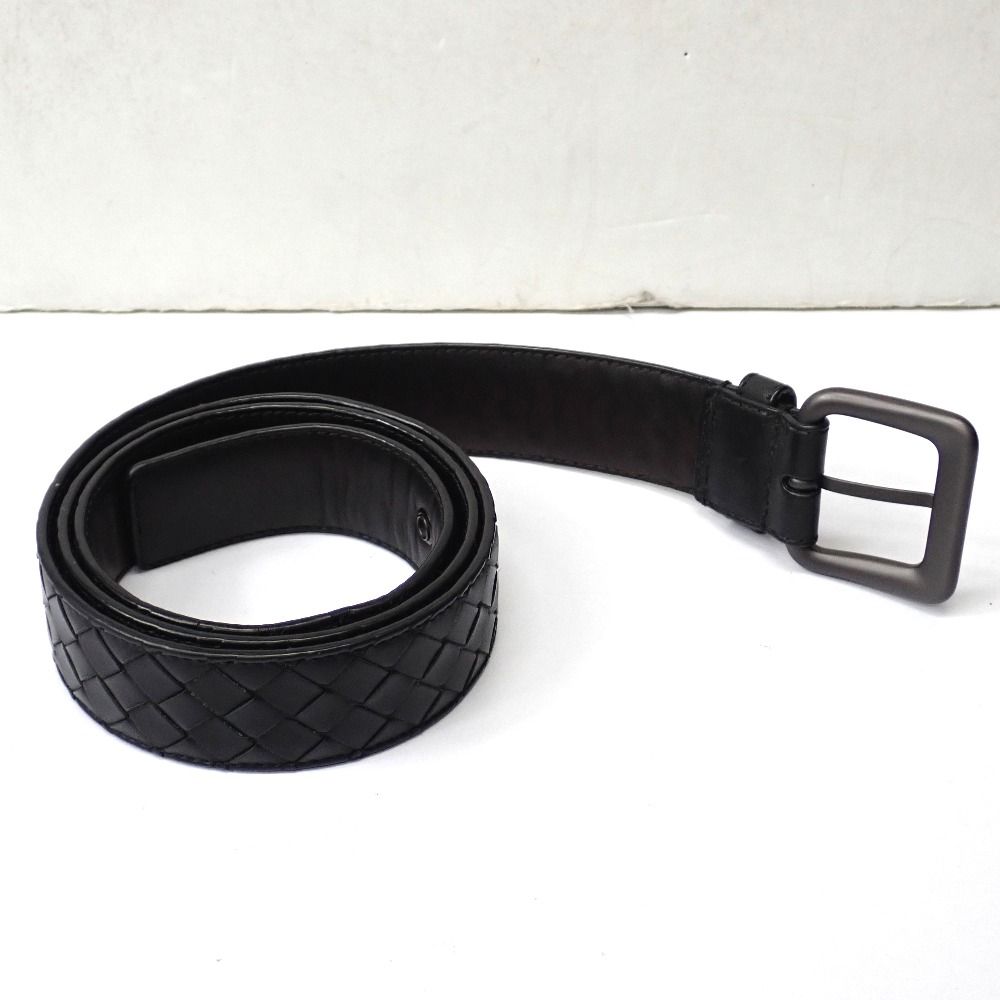 Ft 632981 ボッテガヴェネタ ベルト 本革ベルト イントレチャート ブラック 100 40 メンズ BOTTEGAVENETA