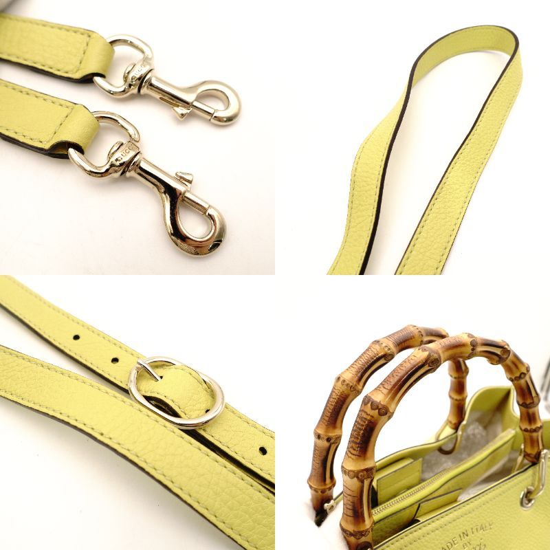 グッチ GUCCI バンブー ショッパー ラージ トートバッグ イエロー レザー 2way 黄色 ショルダー 7-10-447 DECORATOM_COM_BR