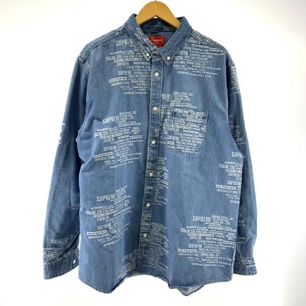 Supreme 23SS Trademark Jacquard Denim Shirt サイズXL ブルー シュプリーム 19