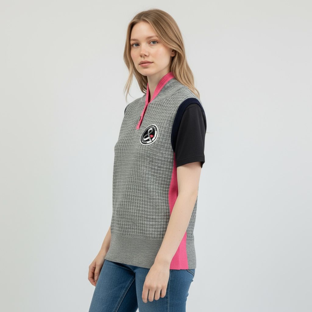 アンパスィ レディース ベスト ニット セーター Mサイズ グレー ネイビー 女性用ゴルフアパレル and per se