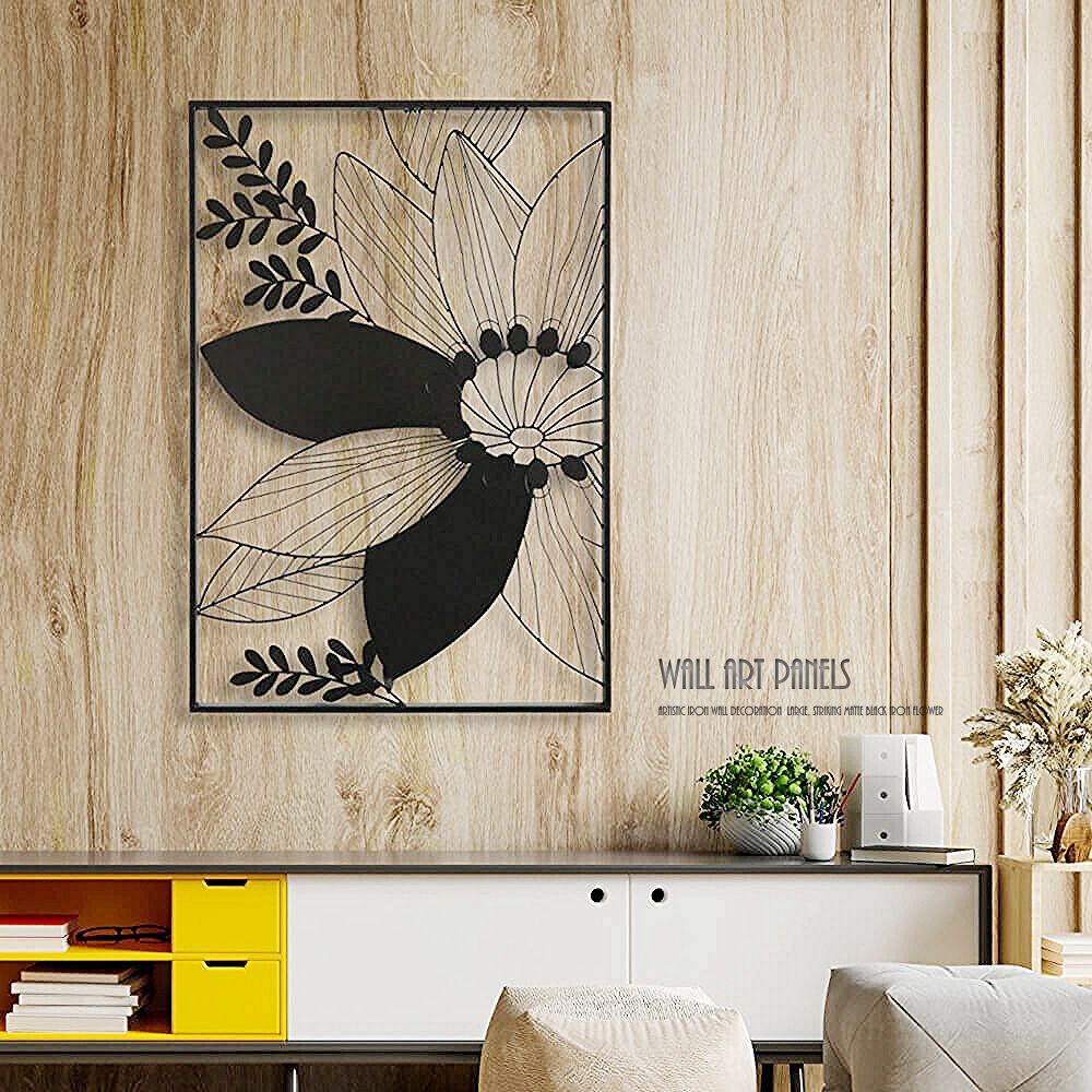 ウォールアートパネル 壁掛け 壁飾り 大輪の花 フラワー 花 インテリア 壁 アートパネル 北欧 雑貨 リビング おしゃれ モダン 装飾 ウォールデコレーション シンプル ウォールアート アートボード インテリア雑貨 壁面装飾 ウォールアクセント ブラック