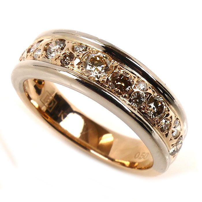 KASHIKEY カシケイ K18WG ホワイトゴールド K18PG ピンクゴールド メランジェ ダイヤ リング 指輪 BME003 ダイヤモンド0.50ct 10号 5.7g レディース