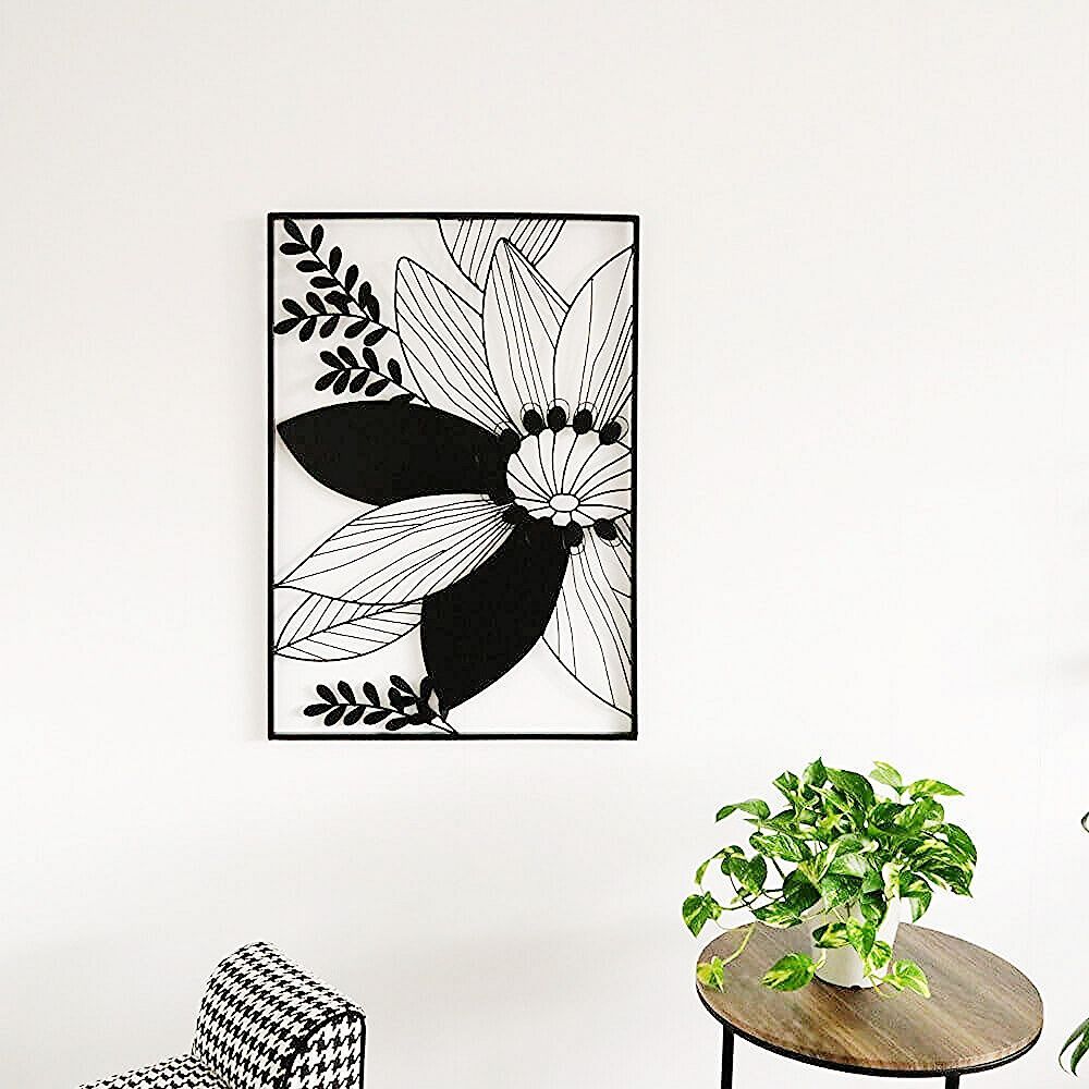ウォールアートパネル 壁掛け 壁飾り 大輪の花 フラワー 花 インテリア 壁 アートパネル 北欧 雑貨 リビング おしゃれ モダン 装飾 ウォールデコレーション シンプル ウォールアート アートボード インテリア雑貨 壁面装飾 ウォールアクセント ブラック NEXPOTALLINN_EU