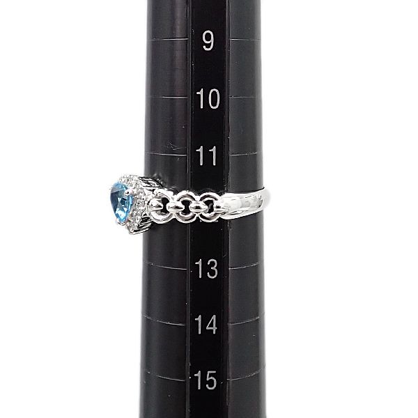 トパーズ リング ダイヤモンド Pt900 ハート 透かし 送料無料 中古 宝  