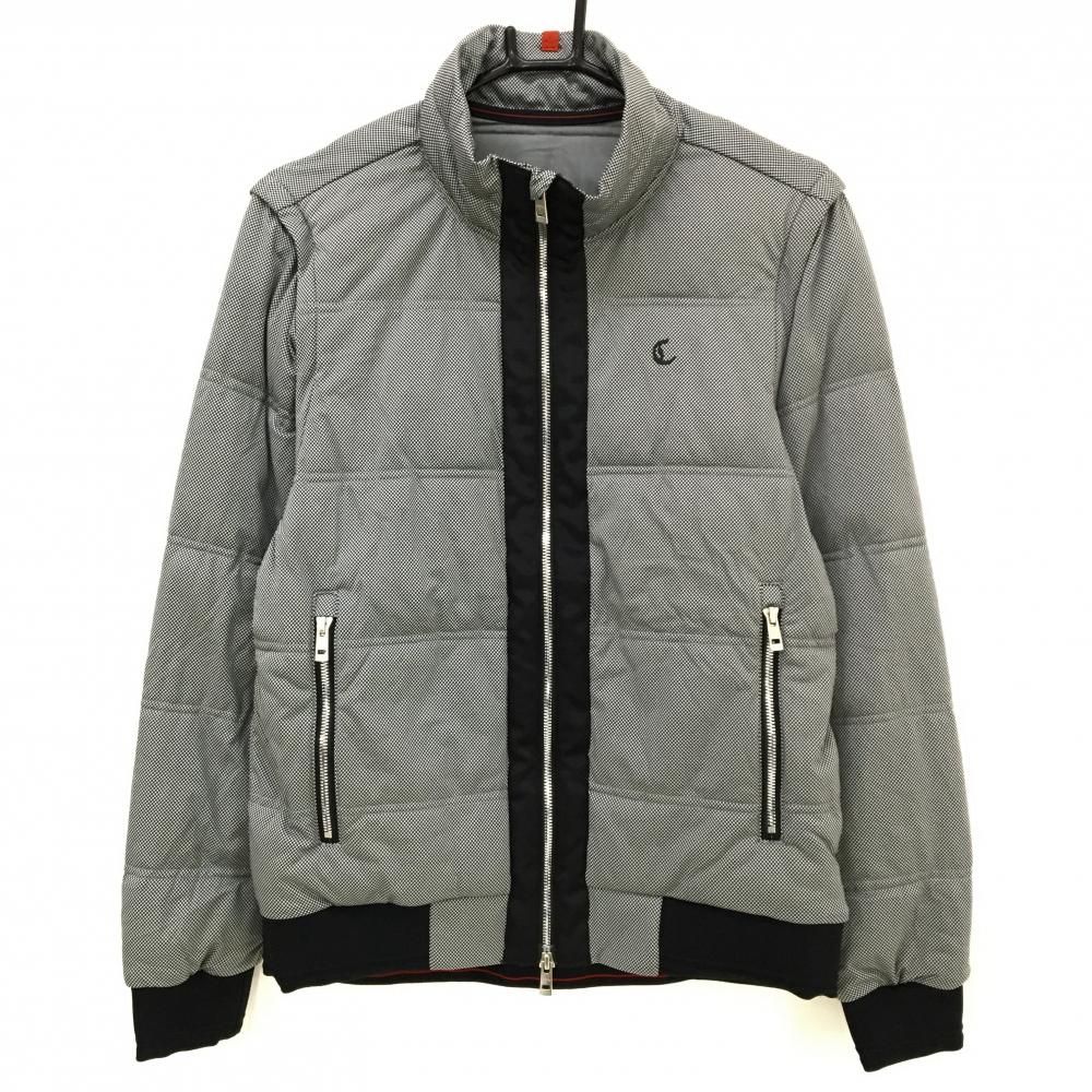 キャロウェイ レッドレーベル 2WAY中綿ジャケット 黒×グレー ブロックチェック 袖着脱可 メンズ M ゴルフウェア Callaway