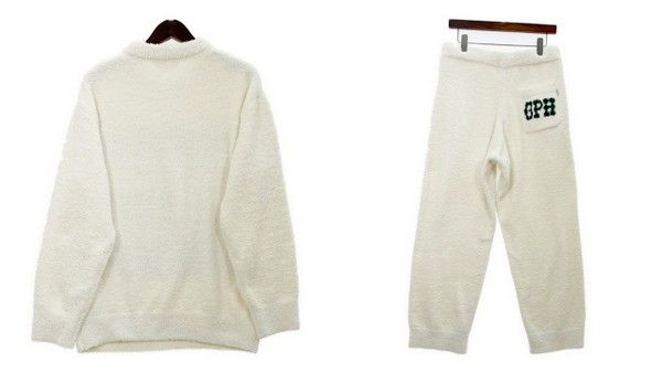 GELATO PIQUE HOMME ジェラートピケ オム ルームウェア パジャマ セットアップ もこもこニット メンズ Lサイズ ホワイト 上下 DM 16221