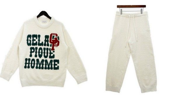 GELATO PIQUE HOMME ジェラートピケ オム ルームウェア パジャマ セットアップ もこもこニット メンズ Lサイズ ホワイト 上下 DM16221