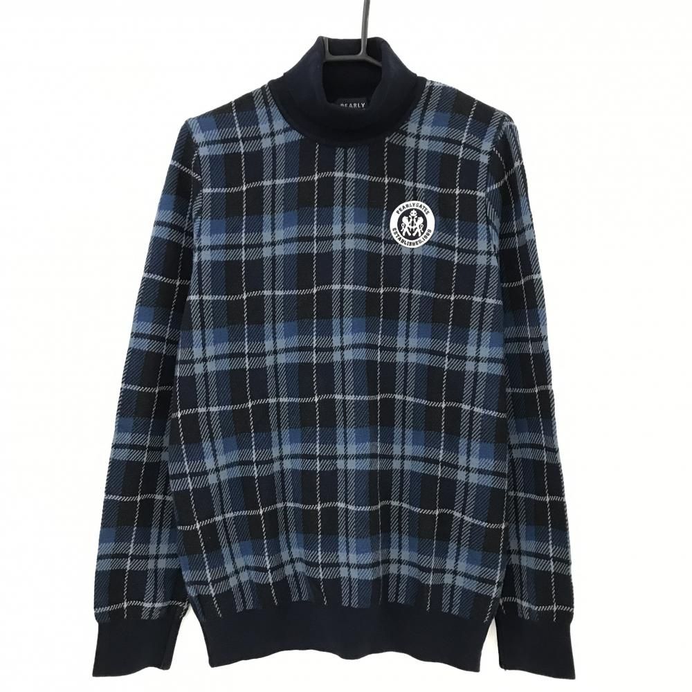 超美品パーリーゲイツ タートルネックセーター ネイビー×白