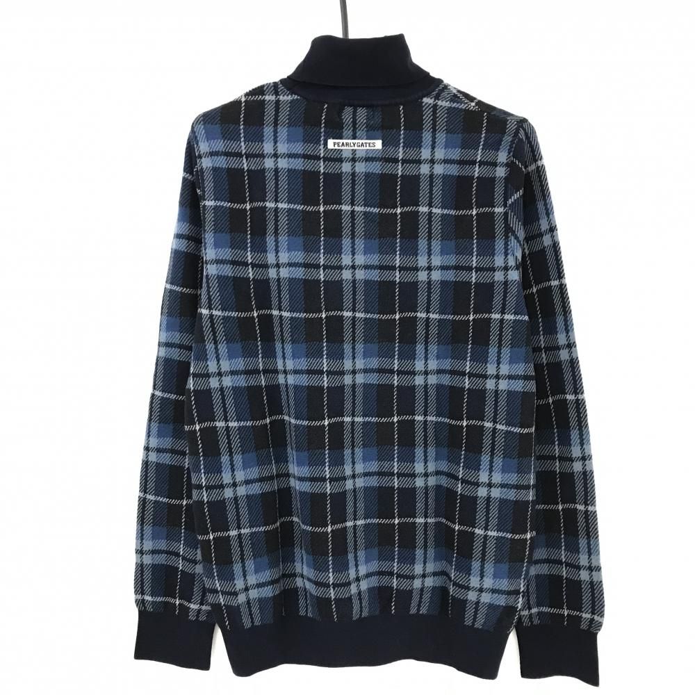 超美品パーリーゲイツ タートルネックセーター ネイビー×白