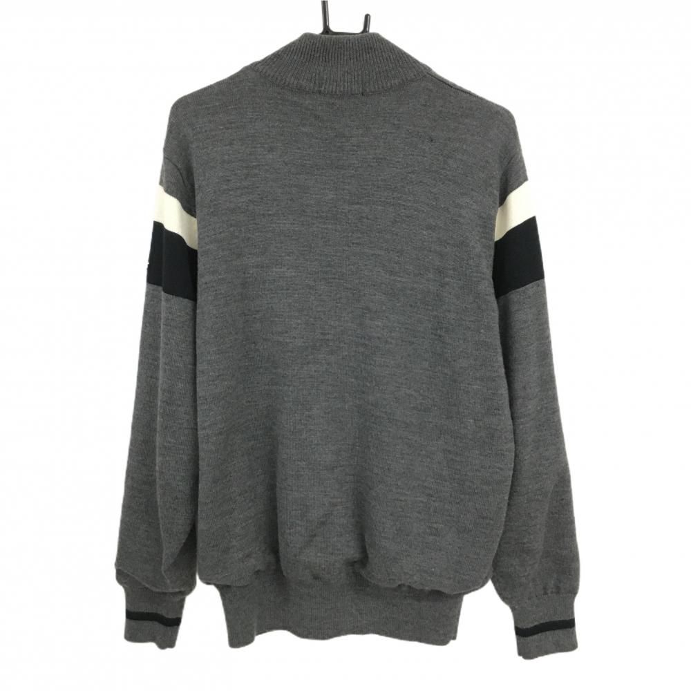 超美品】タイトリスト ニットジャケット グレー×黒 胸元ライン 裏地付