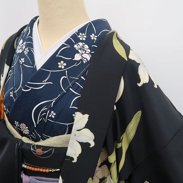 ❁tomihisa❁ 京友禅 大正あんてぃーく 百合 着物 新しくも懐かしく さりげなく面影留めて艶香る 仕付け糸付 ロング丈 長羽織7075