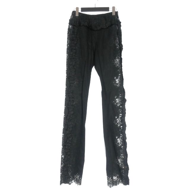 ディースクエアード DSQUARED2 23AW Goth Lace Trimmed Pant 刺繍 フリル レースパンツ スラックス 40 ブラック 黒 S72KA1201 正規