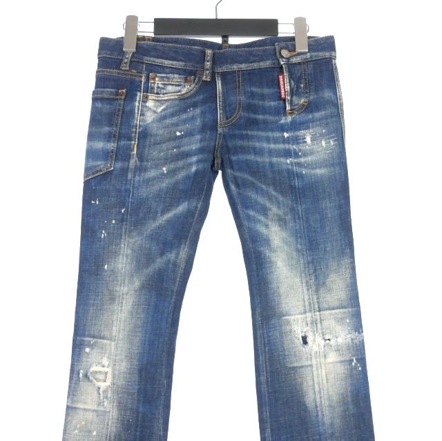 ディースクエアード DSQUARED2 23AW Super Low Waist Sharpei ダメージ加工 ローライズ スリムフィットジーンズ スキニーパンツ 36 インディゴ S72LB0680 正規 DECORATOM_COM_BR