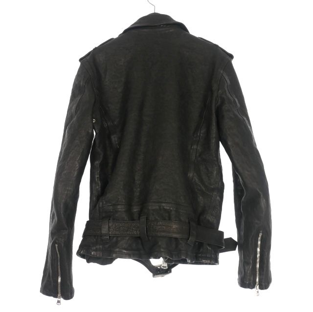 イサムカタヤマバックラッシュ ISAMU KATAYAMA BACKLASH JAPAN CALF NATURAL DYED GARMENT-WASH ダブルライダース ジャケット ブルゾン L ブラック 黒 1927-07 KANDAIZUMI_COM