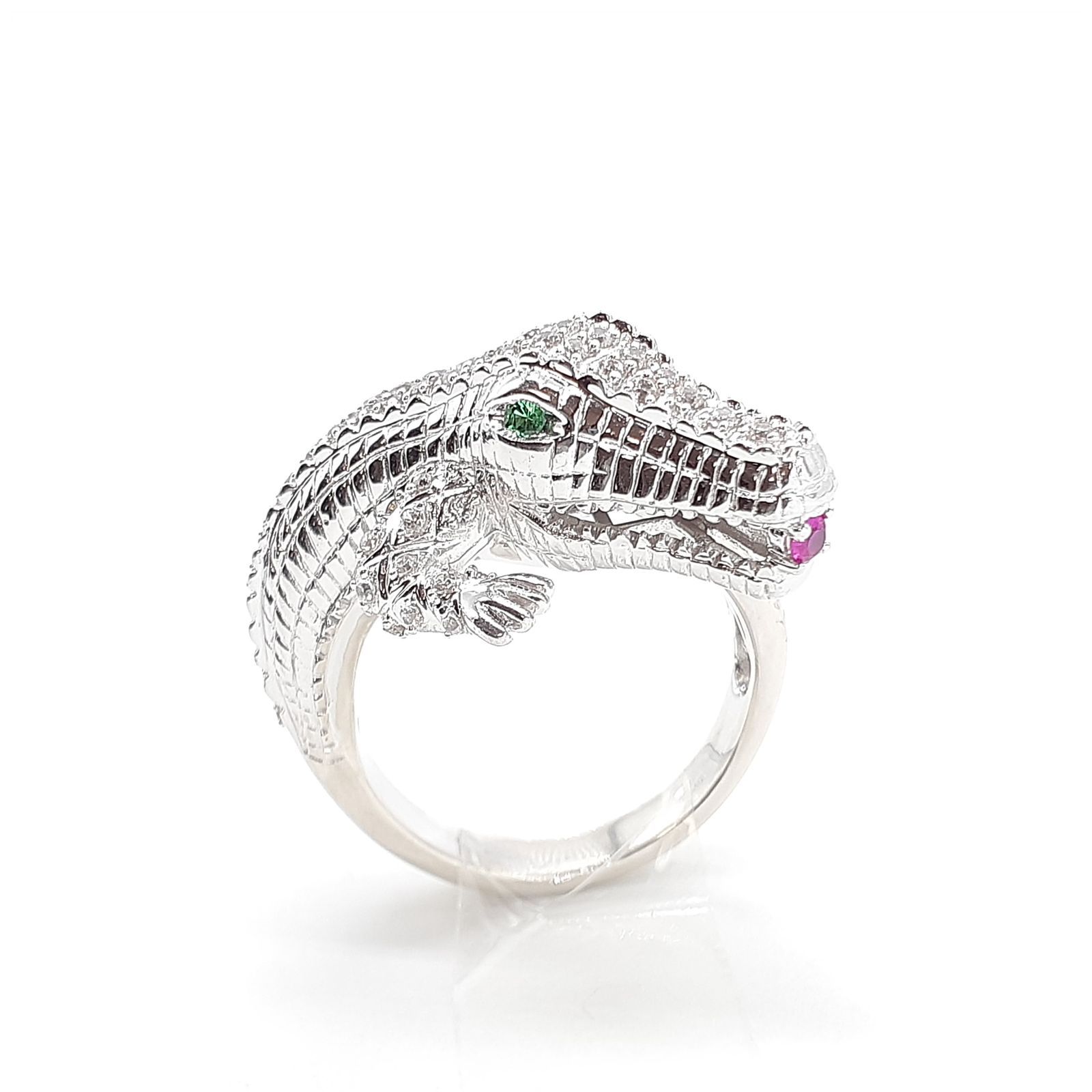 リング シルバー SILVER 950 パラジウム ルビー ホワイトサファイア ガーネット ワニ クロコダイル アリゲーター