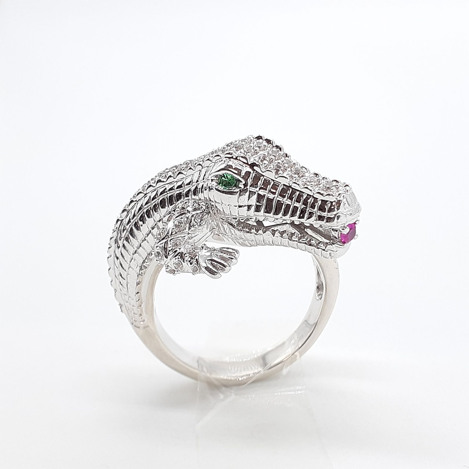 リング シルバー SILVER 950 パラジウム ルビー ホワイトサファイア ガーネット ワニ クロコダイル アリゲーター