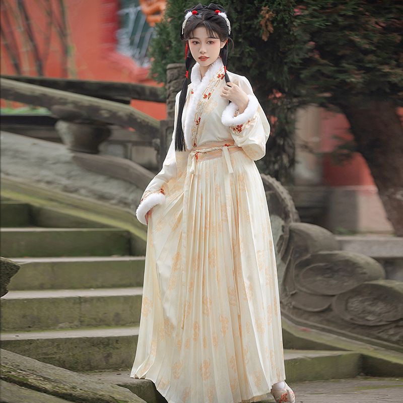 冬服 女漢服 宋制 長褙子 袷付き 裏起毛 保温 ホッディー 中華カジュアル 侠客風 日常着 コスプレ 防寒 冬着 冬のしつらえに映える雅やかな佇まい 温もりと風格を兼ね備えた中華ローブ