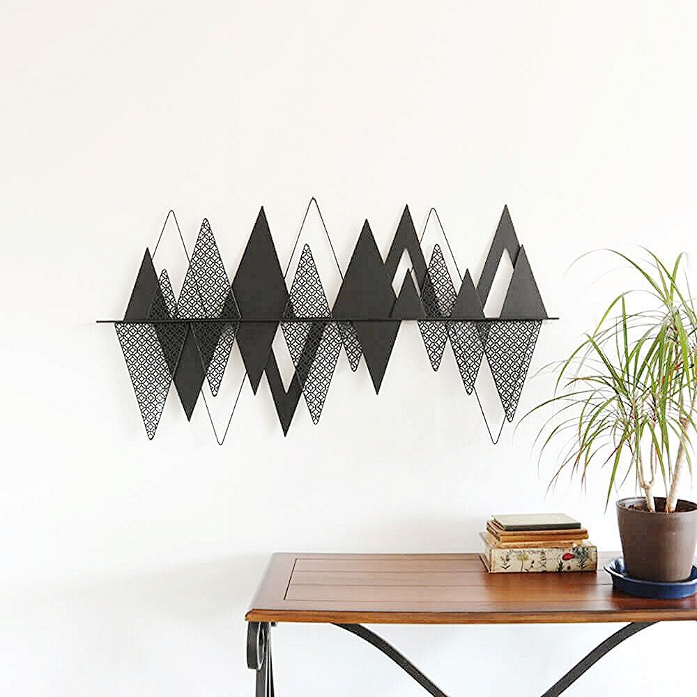 ウォールアートパネル アート 三角形 壁掛け インテリア 壁 アートパネル 北欧 雑貨 リビング おしゃれ モダン 装飾 ウォールデコレーション シンプル ウォールアート 壁デコ アートボード インテリア雑貨 壁面装飾 ウォールアクセント ブラック アイアン NEXPOTALLINN_EU