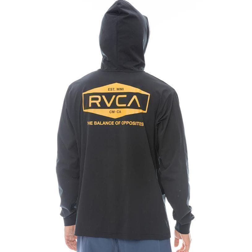 RVCAルーカ 水陸両用 ラッシュパーカー L 黒 オレンジ UVカット 男女共用 メンズ レディース