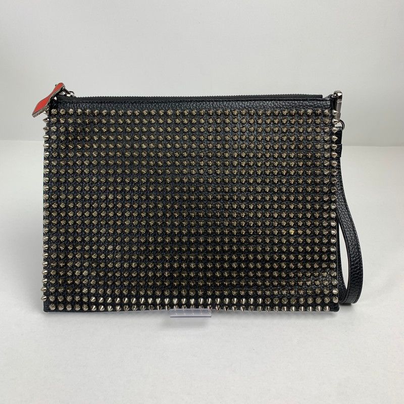 品 CHRISTIAN LOUBOUTIN クリスチャン ルブタン スパイク スタッズ レザー クラッチバッグ カバン 180-251104-mh-02-fuz