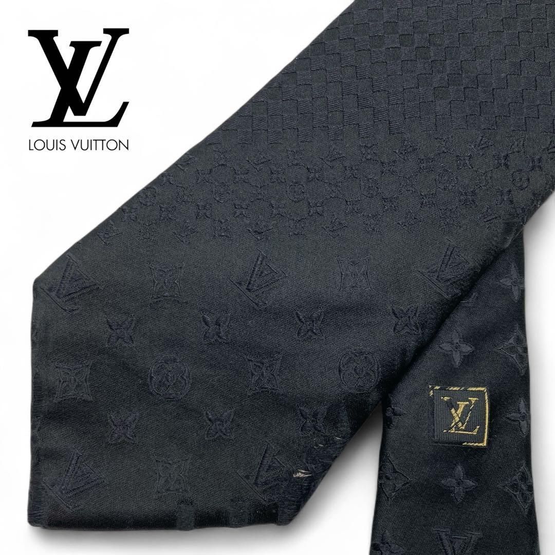 LOUIS VUITTON ルイヴィトン ネクタイ モノグラム シルク イタリア製 ブラック